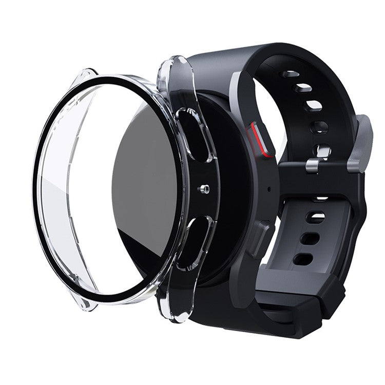 For Samsung Galaxy Watch FE / Watch6 / Watch5 / Watch4 40mm Hard PC Watch Cover with Tempered Glass Screen Protector - Transparent