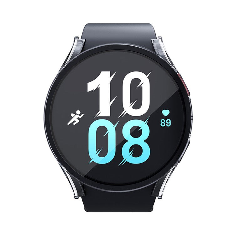 For Samsung Galaxy Watch FE / Watch6 / Watch5 / Watch4 40mm Hard PC Watch Cover with Tempered Glass Screen Protector - Transparent