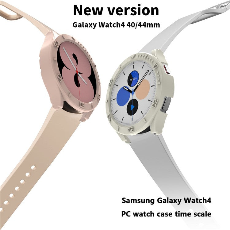 For Samsung Galaxy Watch 5 44mm Smart Watch PC Case Half Cover Frame Protector with Scale - Pink