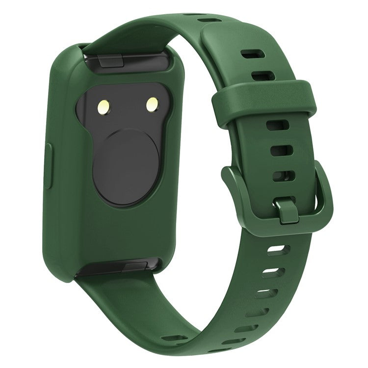 For Huawei Band 7 Silicone Watch Case Anti-scratch Watch Frame Protective Cover - Army Green