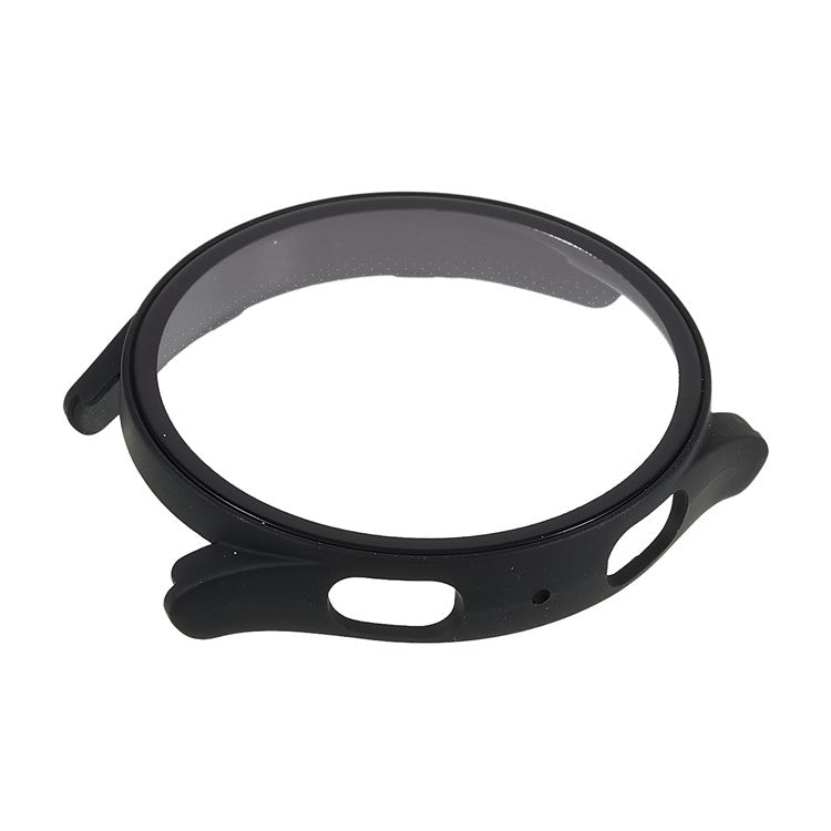 Rubberized Hard PC Case for Samsung Galaxy Watch 5 44mm Anti-Scratch Smart Watch Protective Case with Tempered Glass Screen Protector - Black