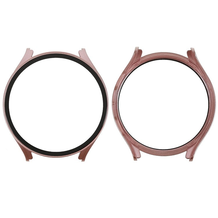 Rubberized Hard PC Case for Samsung Galaxy Watch 5 44mm Anti-Scratch Smart Watch Protective Case with Tempered Glass Screen Protector - Rose Gold