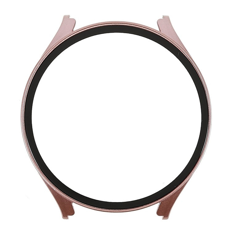 Rubberized Hard PC Case for Samsung Galaxy Watch 5 44mm Anti-Scratch Smart Watch Protective Case with Tempered Glass Screen Protector - Rose Gold