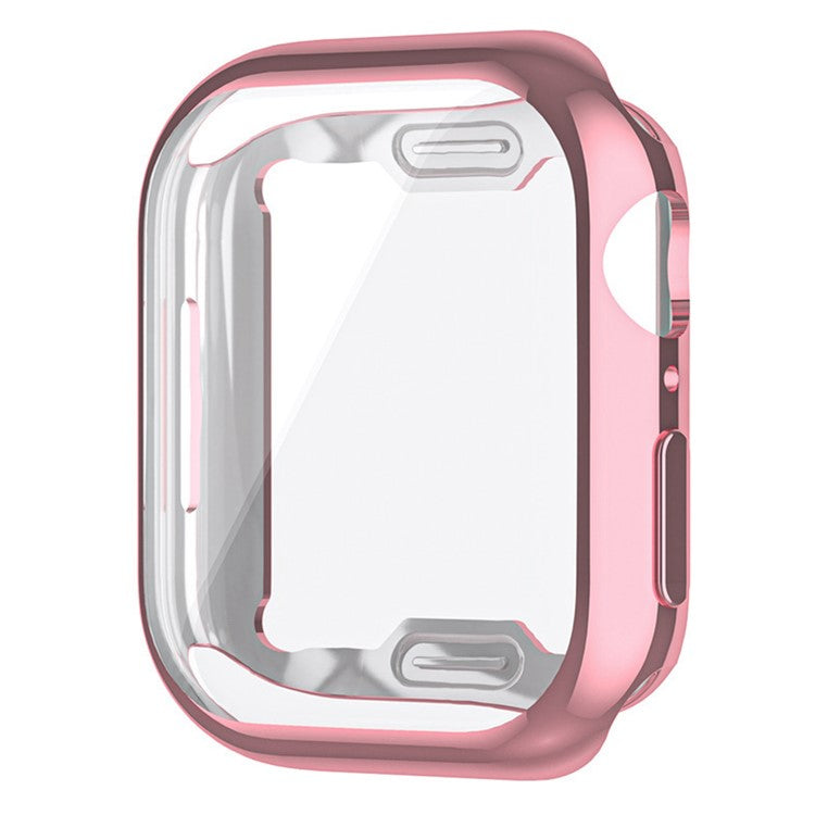 For Apple Watch Series 9 / 8 / 7 45mm Full Coverage TPU Watch Case Anti-scratch Electroplating Protective Cover - Pink