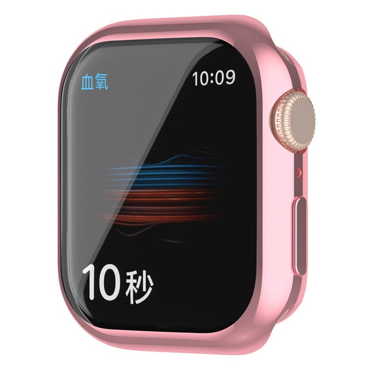 For Apple Watch Series 9 / 8 / 7 45mm Full Coverage TPU Watch Case Anti-scratch Electroplating Protective Cover - Pink