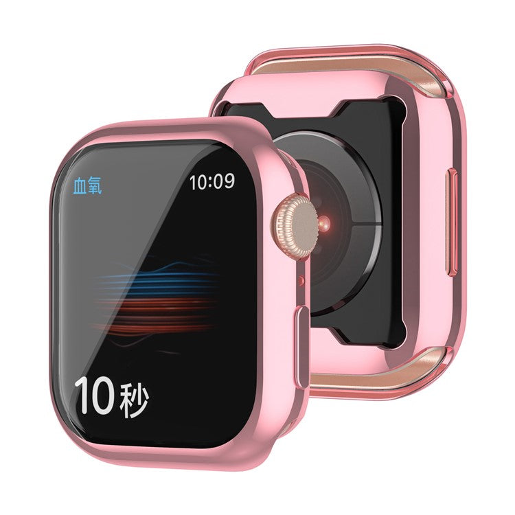 For Apple Watch Series 9 / 8 / 7 45mm Full Coverage TPU Watch Case Anti-scratch Electroplating Protective Cover - Pink