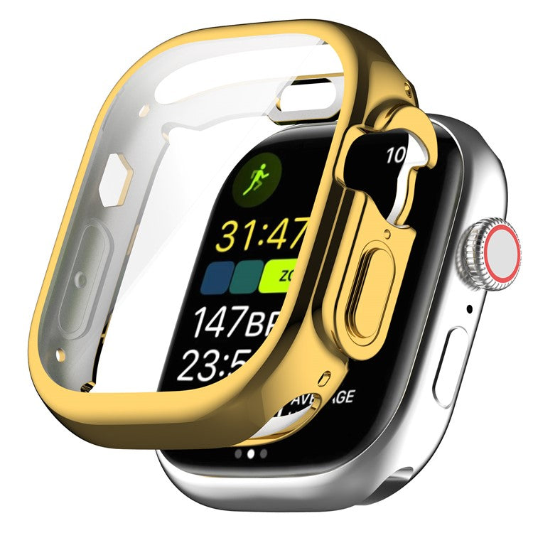 For Apple Watch Ultra 2 49mm / Ultra 49mm Electroplating Soft TPU Cover All-inclusive Protective Watch Case - Gold