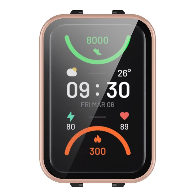 For Oppo Band 2 Protective Case with Tempered Glass Screen Protector Smart Watch Anti-Fall Hard PC Case - Pink