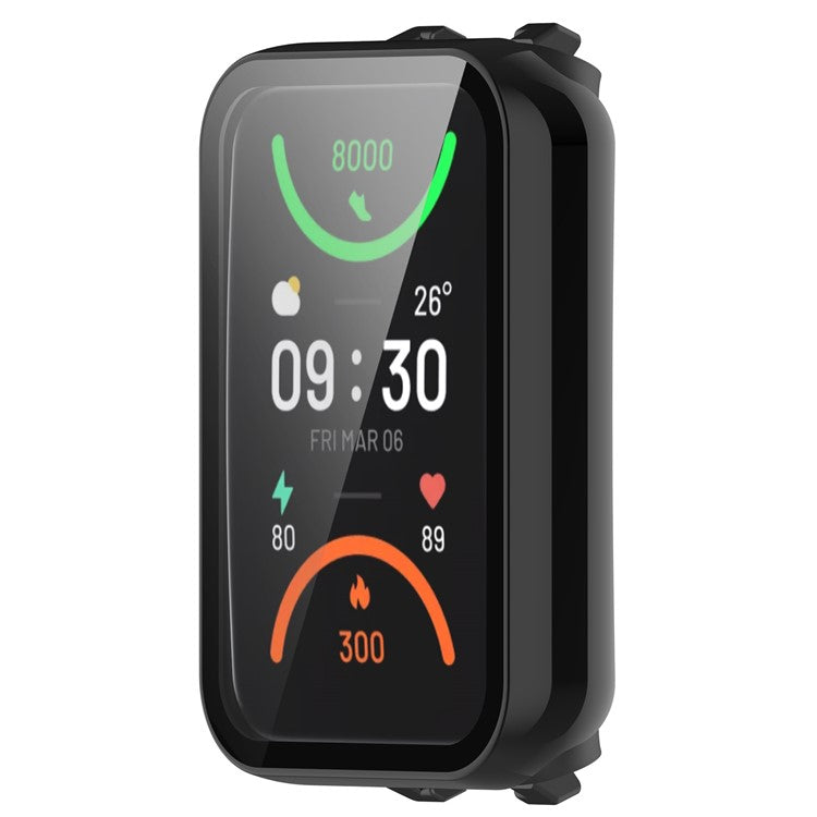 For Oppo Band 2 Protective Case with Tempered Glass Screen Protector Smart Watch Anti-Fall Hard PC Case - Black