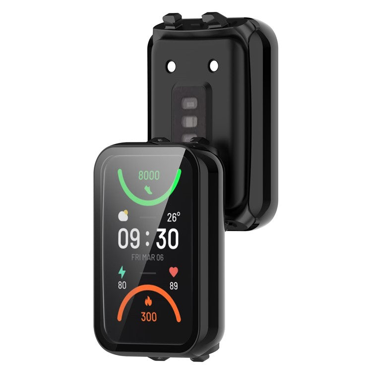 For Oppo Band 2 Protective Case with Tempered Glass Screen Protector Smart Watch Anti-Fall Hard PC Case - Black