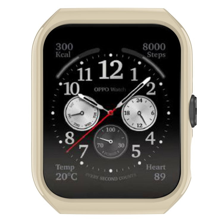 For Oppo Watch 3 Pro PC Watch Case Shockproof Protective Cover with Screen Protector - Ivory White