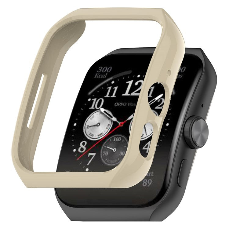 For Oppo Watch 3 Pro PC Watch Case Shockproof Protective Cover with Screen Protector - Ivory White