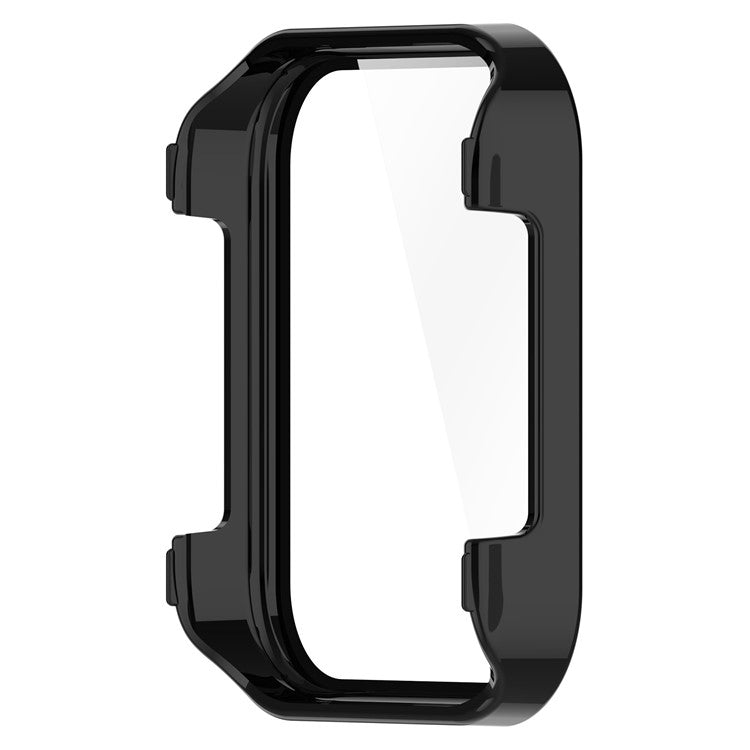 For Realme Watch 3 Hard PC Case with Tempered Glass Screen Protector HD Clear All Around Coverage Protective Cover - Black