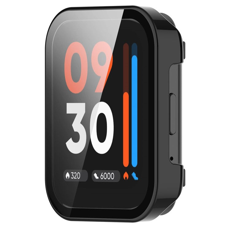For Realme Watch 3 Hard PC Case with Tempered Glass Screen Protector HD Clear All Around Coverage Protective Cover - Black