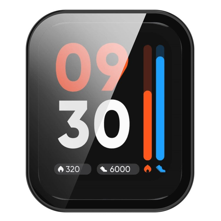 For Realme Watch 3 Hard PC Case with Tempered Glass Screen Protector HD Clear All Around Coverage Protective Cover - Black