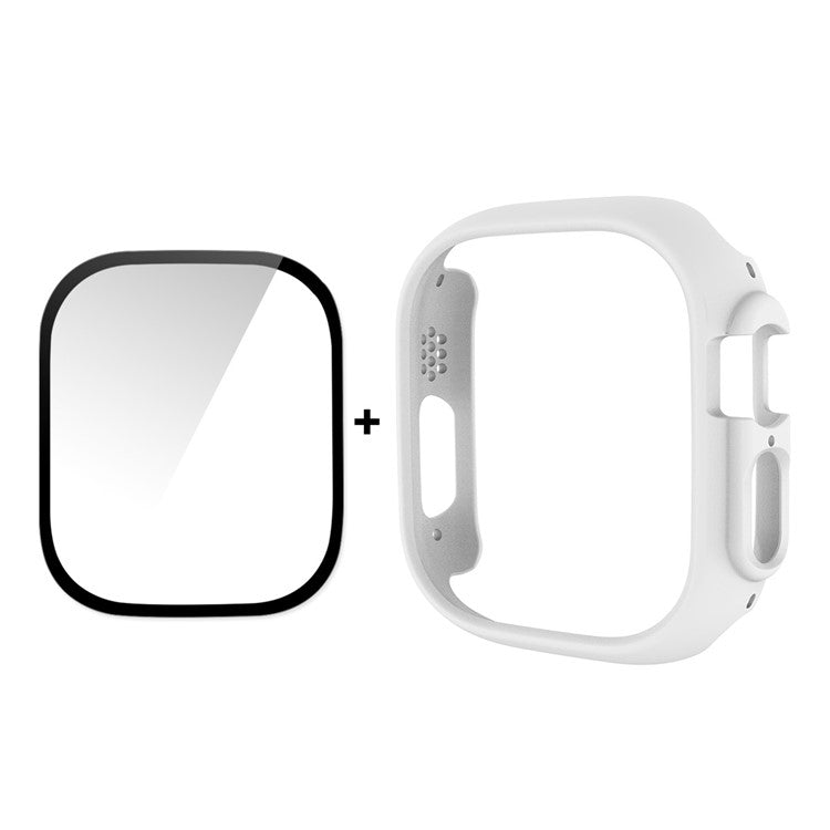 ENKAY HAT PRINCE For Apple Watch Ultra 2 49mm / Ultra 49mm Rubberized PC Watch Case Shockproof Protective Cover + 9H Screen Protector - White