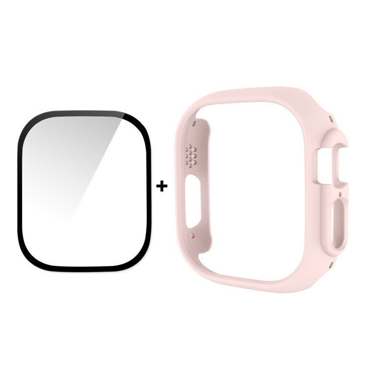 ENKAY HAT PRINCE For Apple Watch Ultra 2 49mm / Ultra 49mm Rubberized PC Watch Case Shockproof Protective Cover + 9H Screen Protector - Pink