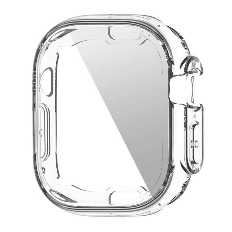 For Apple Watch Ultra 2 49mm / Ultra 49mm Soft Transparent TPU All-Around Protective Case Electroplating Metal Color Frame Cover - Transparent