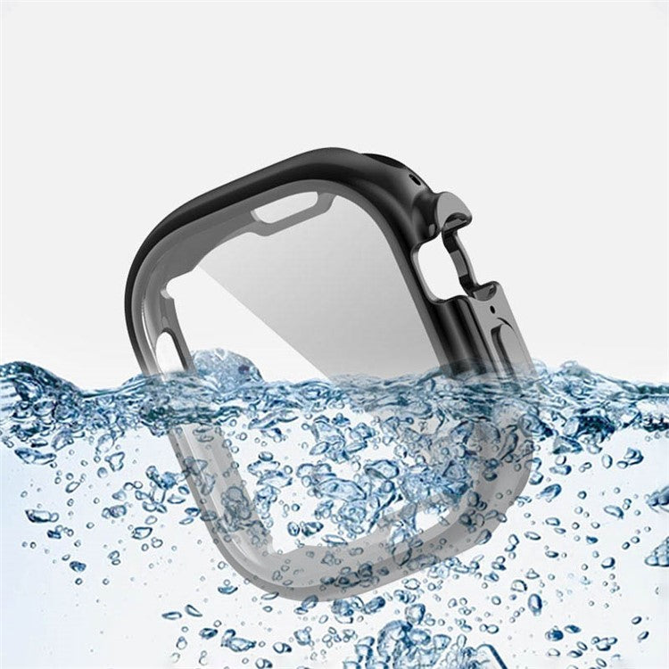 For Apple Watch Ultra 2 49mm / Ultra 49mm Soft Transparent TPU All-Around Protective Case Electroplating Metal Color Frame Cover - Transparent