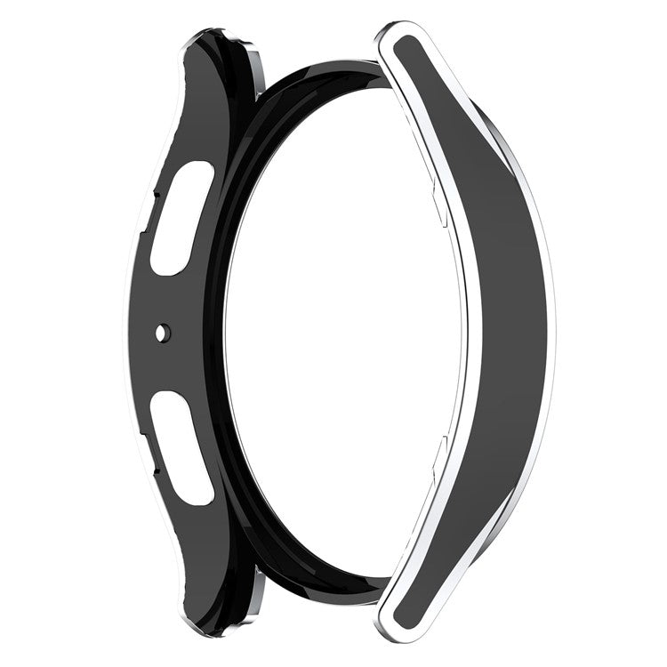 For Samsung Galaxy Watch 5 44mm / Watch4 44mm Smart Watch Case Anti-drop PC Cover with Tempered Glass Screen Protector - Black / Silver