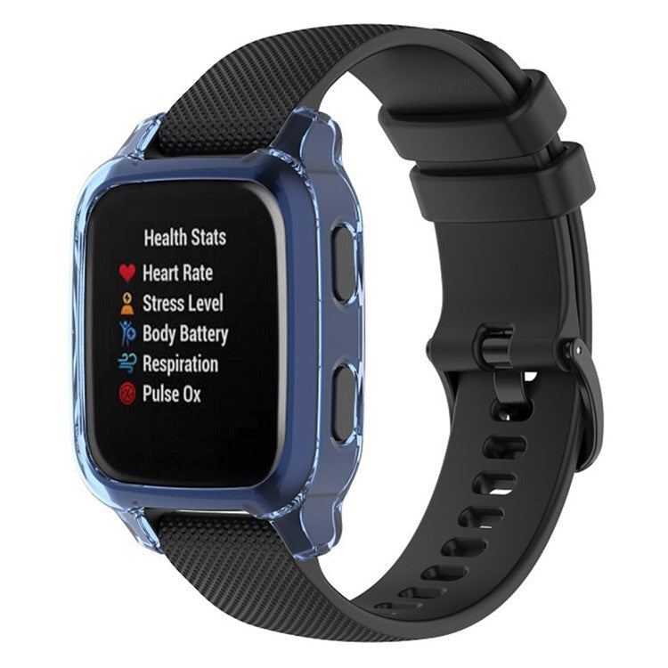 For Garmin Venu Sq / Venu Sq Music / Venu Sq 2 / Venu Sq 2 Music TPU Watch Frame Cover Hollow Out Half Protective Shockproof Case - Transparent Blue