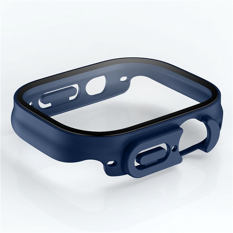 For Apple Watch Ultra 2 49mm / Ultra 49mm Hard PC Wallet Case with Tempered Glass Screen Protector Anti-drop Matte Protective Cover - White