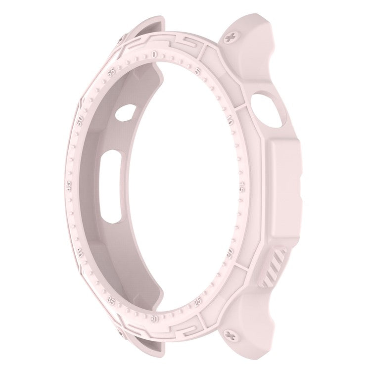 For Huami Amazfit GTR 4 46mm Rugged Protective Case Soft TPU Half Protective Bumper Frame Cover with Dial Plate - Light Pink