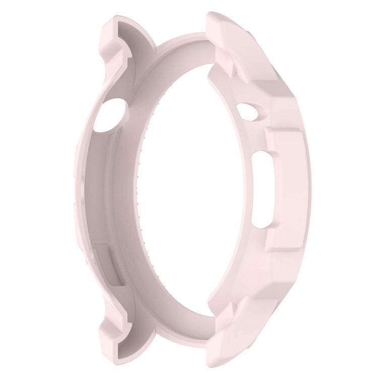 For Huami Amazfit GTR 4 46mm Rugged Protective Case Soft TPU Half Protective Bumper Frame Cover with Dial Plate - Light Pink