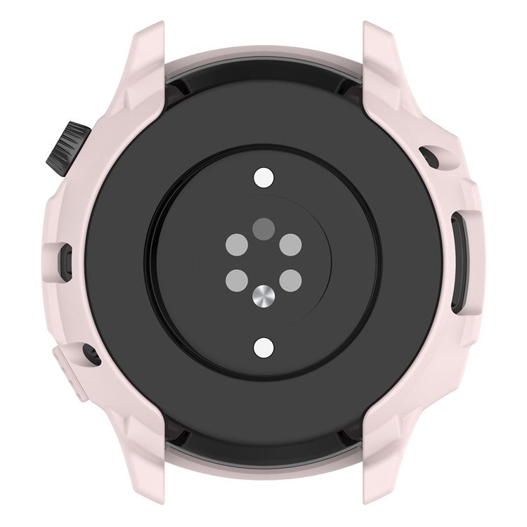 For Huami Amazfit GTR 4 46mm Rugged Protective Case Soft TPU Half Protective Bumper Frame Cover with Dial Plate - Light Pink