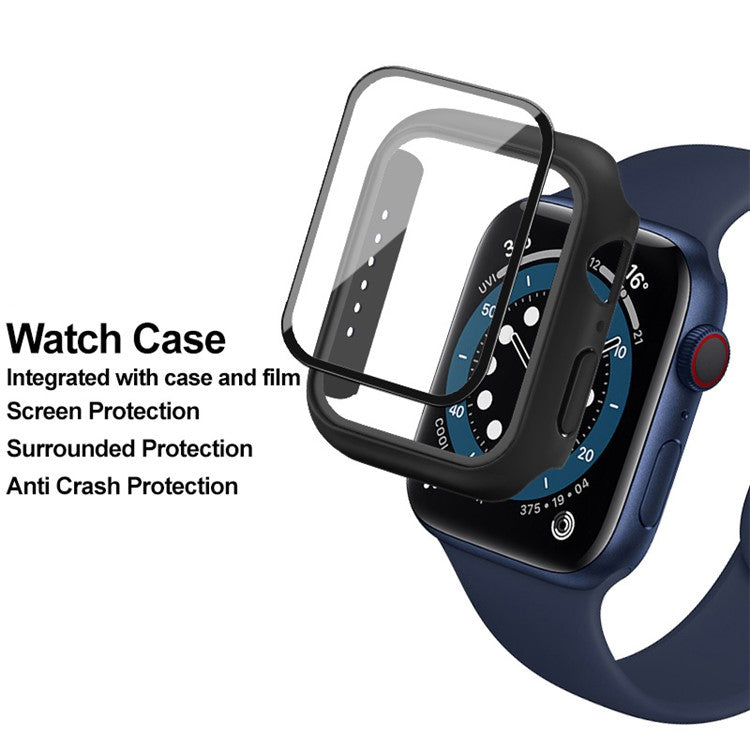 IMAK Watch Case For Apple Watch SE 44mm / SE (2022) 44mm / Watch Series 6 / 5 / 4 44mm, Anti-Scratch Watch Cover with HD Tempered Glass - Black