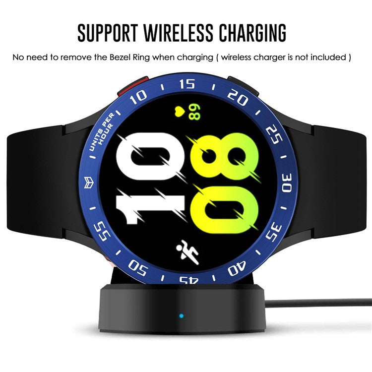 For Samsung Galaxy Watch 5 44mm Bezel Ring Styling Frame Case Anti-scratch Watch Cover with Dial Plate - Blue / White