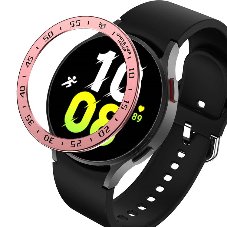 For Samsung Galaxy Watch 5 44mm Bezel Ring Styling Frame Case Anti-scratch Watch Cover with Dial Plate - Rose Pink / Black