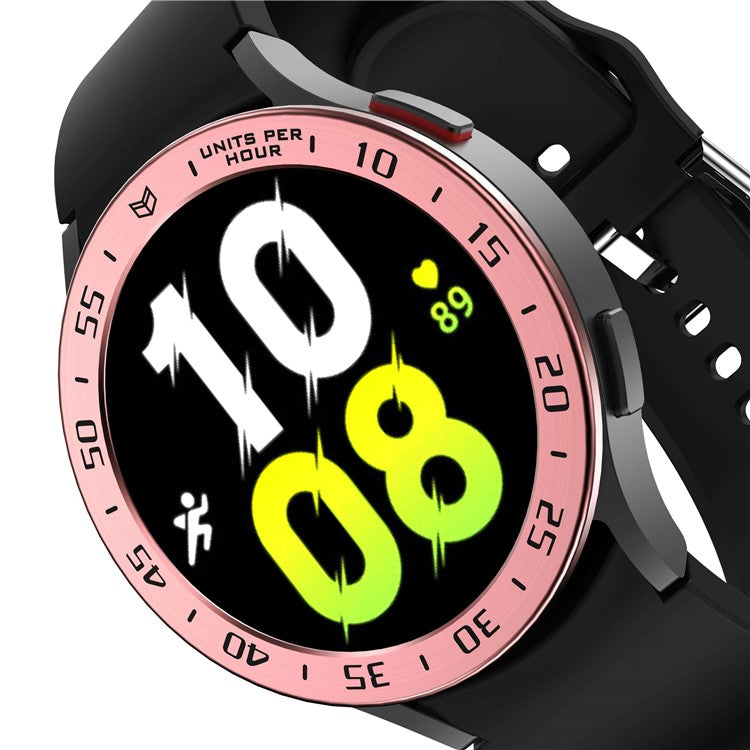 For Samsung Galaxy Watch 5 44mm Bezel Ring Styling Frame Case Anti-scratch Watch Cover with Dial Plate - Rose Pink / Black