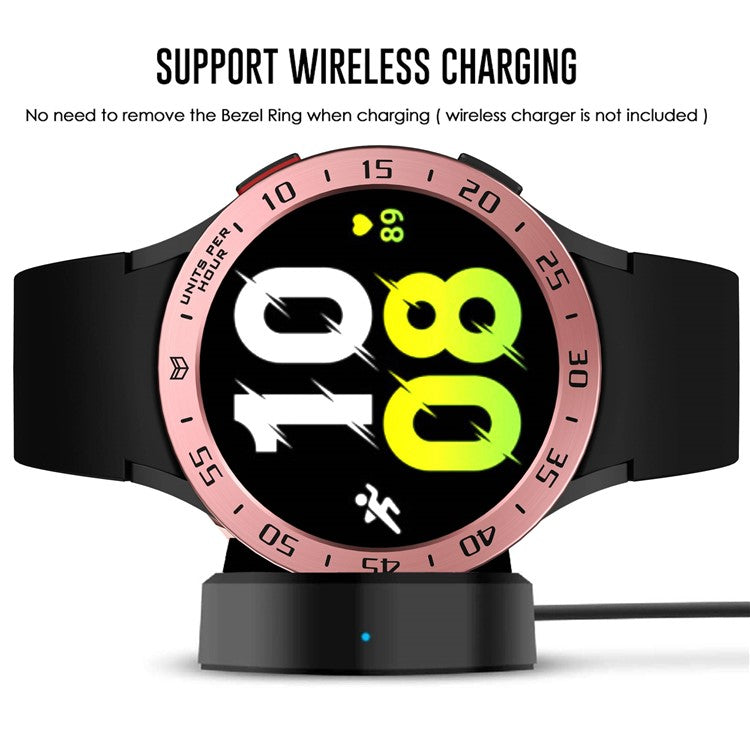 For Samsung Galaxy Watch 5 44mm Bezel Ring Styling Frame Case Anti-scratch Watch Cover with Dial Plate - Rose Pink / Black