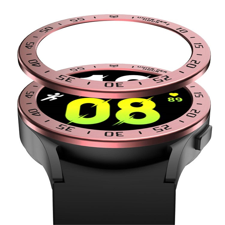For Samsung Galaxy Watch 5 44mm Bezel Ring Styling Frame Case Anti-scratch Watch Cover with Dial Plate - Rose Pink / Black