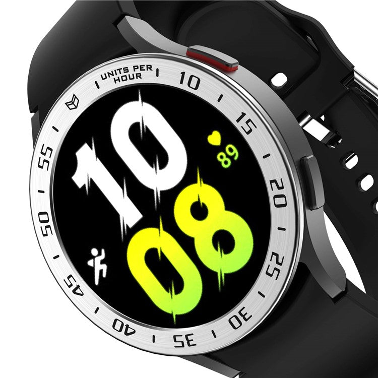 For Samsung Galaxy Watch 5 44mm Bezel Ring Styling Frame Case Anti-scratch Watch Cover with Dial Plate - Silver / Black