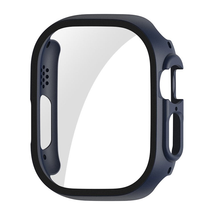 ENKAY HAT PRINCE For Apple Watch Ultra 2 49mm / Ultra 49mm All-around Hard PC Case with Tempered Glass Screen Protector Shock Resistant Clear Cover - Dark Blue