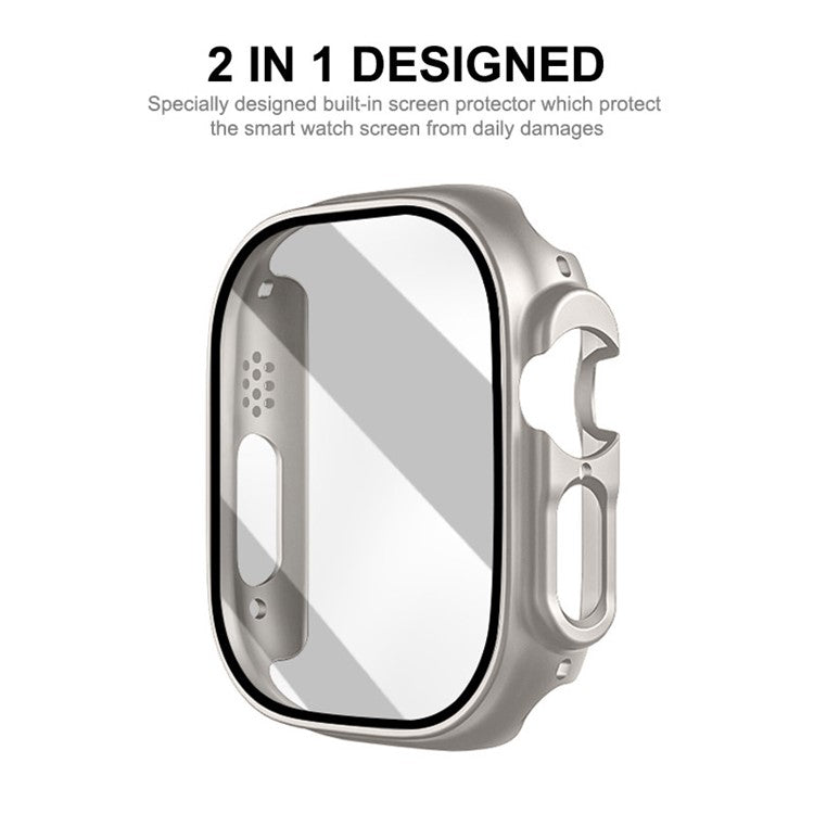 ENKAY HAT PRINCE For Apple Watch Ultra 2 49mm / Ultra 49mm All-around Hard PC Case with Tempered Glass Screen Protector Shock Resistant Clear Cover - Dark Blue