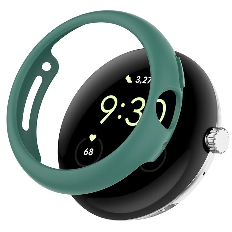 For Google Pixel Watch 2 / Pixel Watch Half Cover Hard PC Watch Case Anti-scratch Hollow Protective Cover Frame - Blackish Green