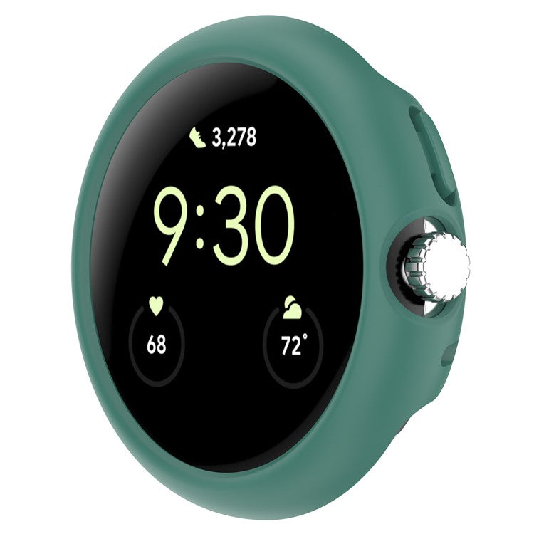 For Google Pixel Watch 2 / Pixel Watch Half Cover Hard PC Watch Case Anti-scratch Hollow Protective Cover Frame - Blackish Green