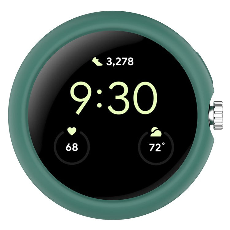 For Google Pixel Watch 2 / Pixel Watch Half Cover Hard PC Watch Case Anti-scratch Hollow Protective Cover Frame - Blackish Green