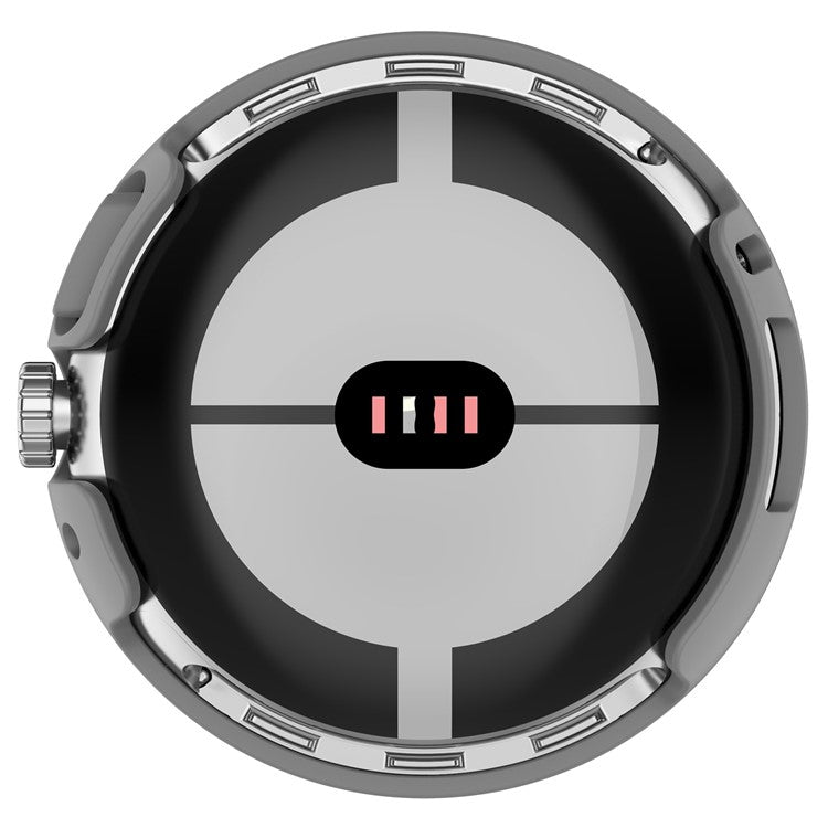 For Google Pixel Watch 2 / Pixel Watch Hard PC Clear Watch Case Full Coverage Shockproof Cover with Tempered Glass Screen Protector - Grey