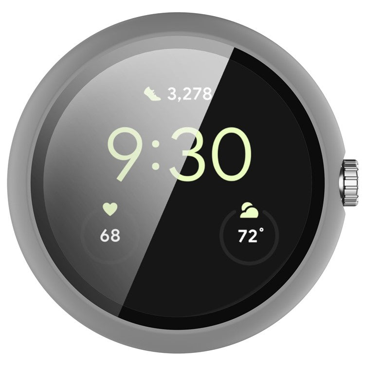 For Google Pixel Watch 2 / Pixel Watch Hard PC Clear Watch Case Full Coverage Shockproof Cover with Tempered Glass Screen Protector - Grey