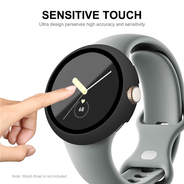 ENKAY HAT PRINCE For Google Pixel Watch 2 / Pixel Watch Hard PC Case with Tempered Glass Screen Protector Scratch Resistant Overall Protective Cover - Dark Blue