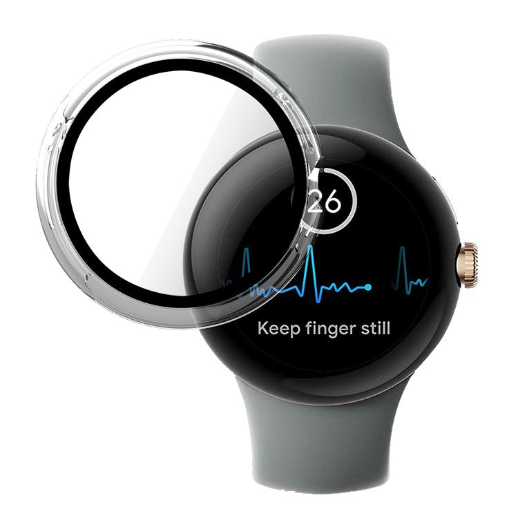 ENKAY HAT PRINCE For Google Pixel Watch 2 / Pixel Watch Hard PC Case with Tempered Glass Screen Protector Scratch Resistant Overall Protective Cover - Transparent