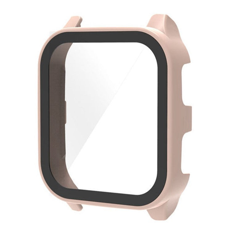 For Garmin Venu Sq 2 Hard PC Cover Full Coverage Shockproof Watch Cover with Tempered Glass Screen Protector - Pink