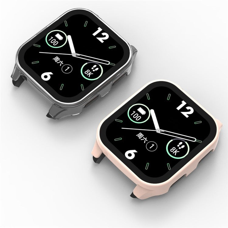 For Garmin Venu Sq 2 Hard PC Cover Full Coverage Shockproof Watch Cover with Tempered Glass Screen Protector - Pink