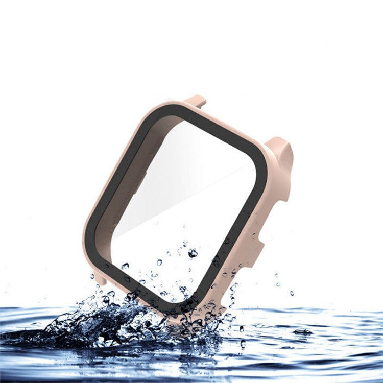 For Garmin Venu Sq 2 Hard PC Cover Full Coverage Shockproof Watch Cover with Tempered Glass Screen Protector - Pink