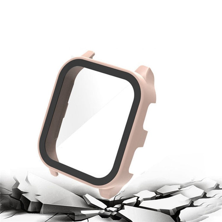 For Garmin Venu Sq 2 Hard PC Cover Full Coverage Shockproof Watch Cover with Tempered Glass Screen Protector - Pink