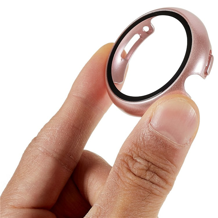 For Google Pixel Watch 2 / Pixel Watch Hard PC Watch Protective Case with Anti-scratch Tempered Glass Screen Protector - Rose Gold